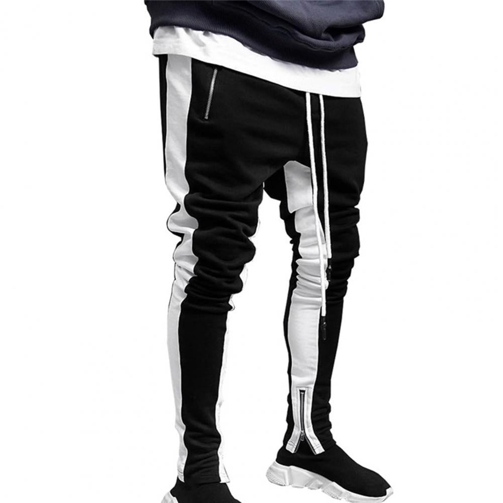Men Sweatpants Drawstring Side Zipper Joggers Pants Skinny Male Trousers Gyms Tracksuits Hip Hop Sportswear Jogging Sport Pants