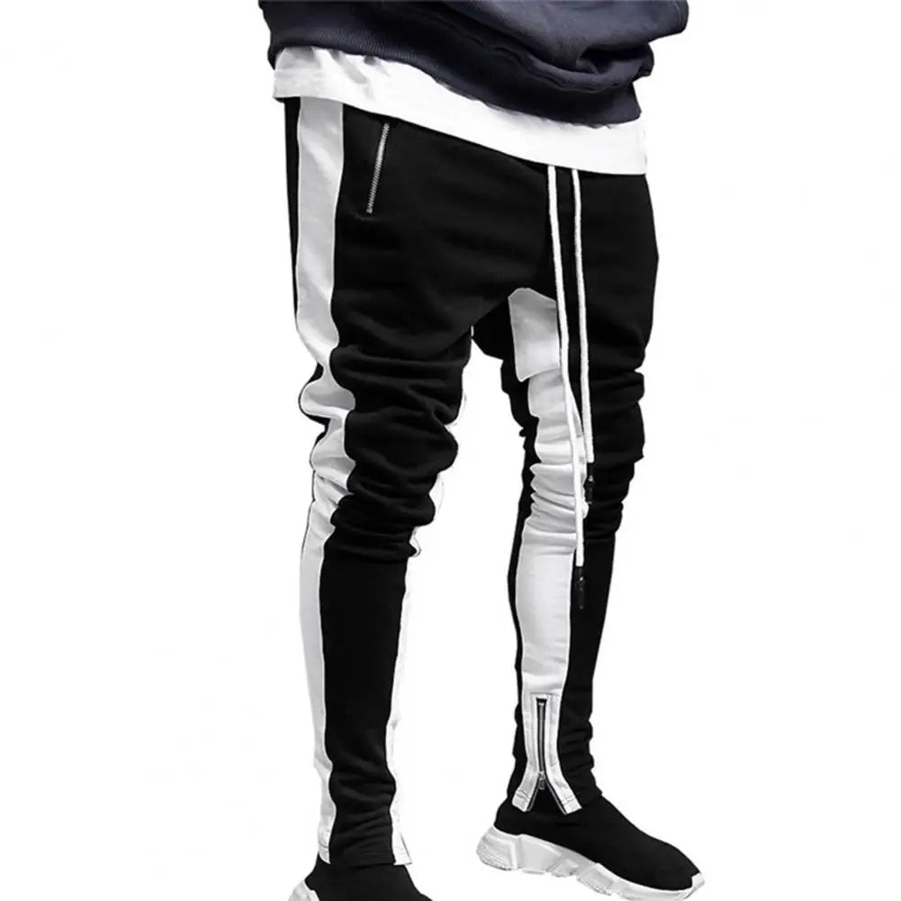 Men Sweatpants Drawstring Side Zipper Joggers Pants Skinny Male Trousers Gyms Tracksuits Hip Hop Sportswear Jogging Sport Pants
