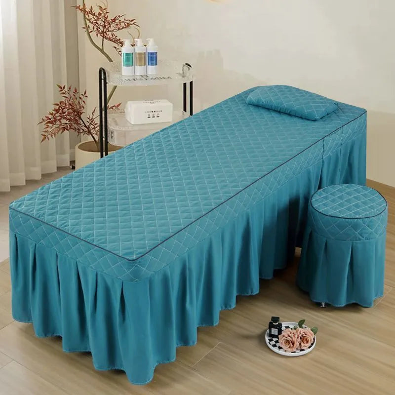 Thickened Single Double Beauty Bed Cover Pure Color Massage Beauty Salon Body Therapy Massage Hair Wash Bedding Cover Set