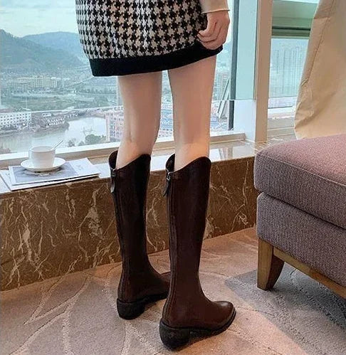 Long Boots for Women Middle Heel Spring Autumn Pointed Toe Quality Knee High Shaft Shoes Woman Work Y2k Hot Gyaru Cosplay New In
