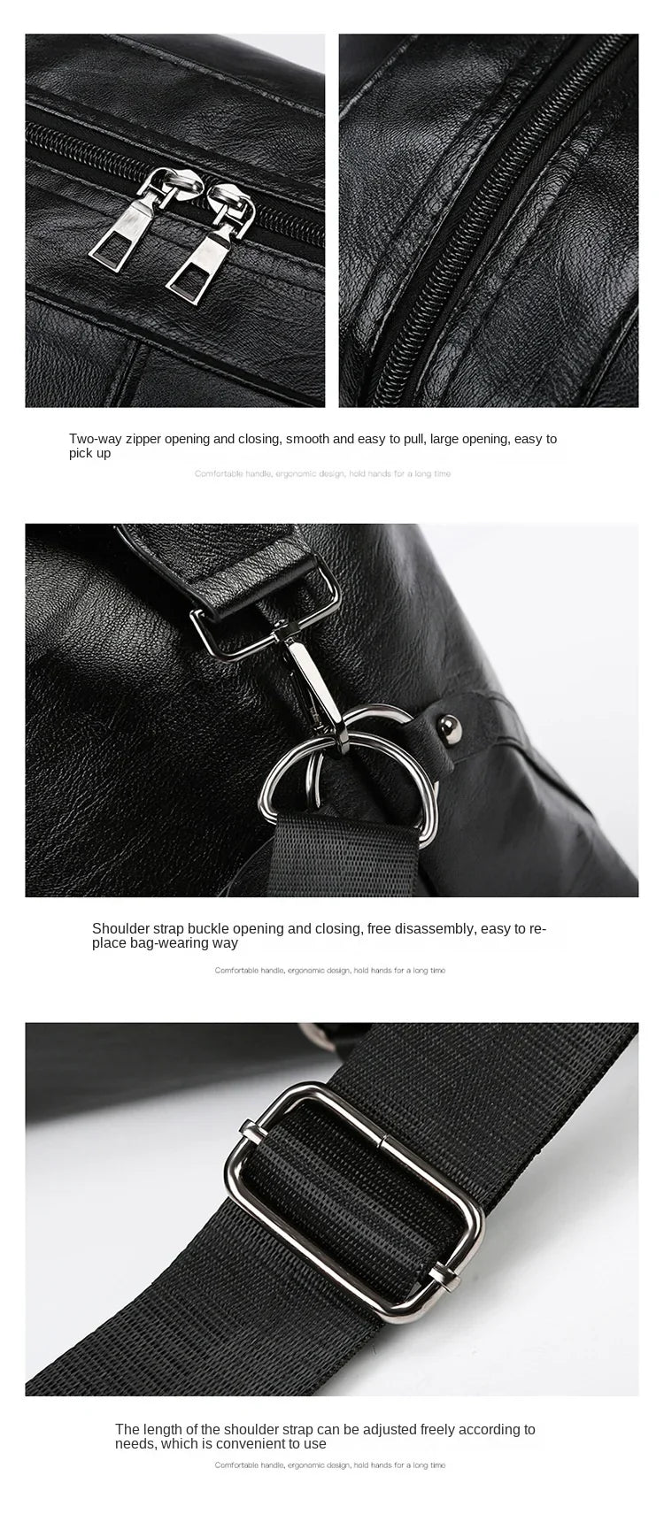 2023 New Men's Business PU Travel Handbag Soft Leather Texture Shoulder Bag Sports TrainingLarge Capacity Handheld Crossbody