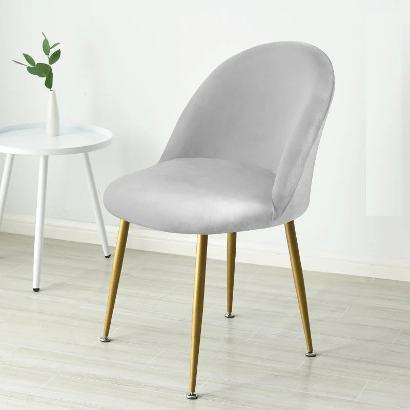 Soft Velvet Chair Cover Duckbill Curved Dining Chair Slipcover Low Back Thick Stretch Seat Covers for Living Room Kitchen Hotel