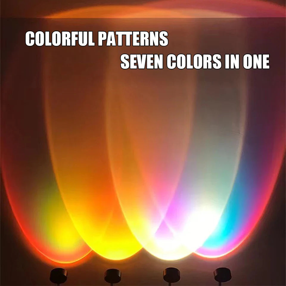 USB Sunset Projection Lamp Rainbow Atmosphere Night Light Sunset Light for Photography Selfie Coffee Store Live Wall Decoration