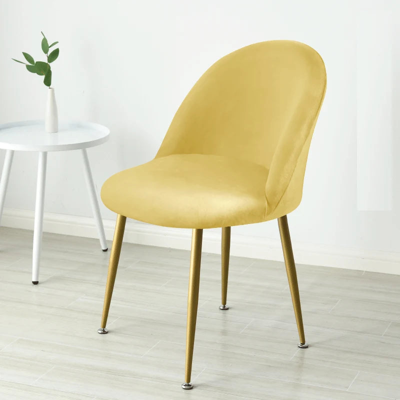 Soft Velvet Chair Cover Duckbill Curved Dining Chair Slipcover Low Back Thick Stretch Seat Covers for Living Room Kitchen Hotel