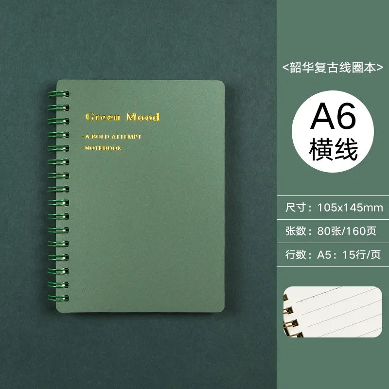 A5/B5/A6 Classical PP Coil Line Grid Spiral Notebook Journals Morandi Basic Diary Weekly Planner Book School Stationery