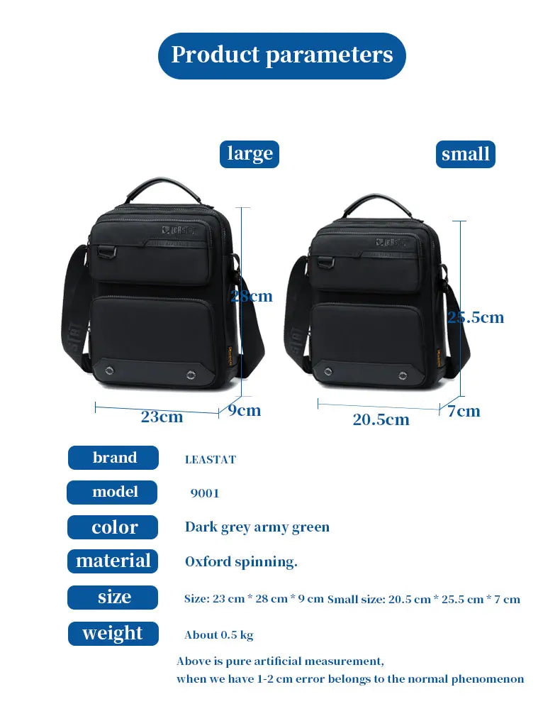 Men Multifunctional Fashion Anti-theft Shoulder Bag Travel Waterproof Oxford Crossbody Sling Bag Casual Messenger Pack For Male