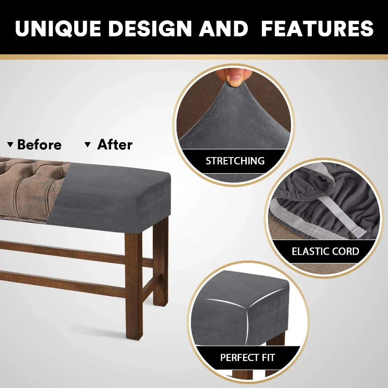 Velvet Soft Stretch Dining Room Spandex Elastic chair Bench Covers  Living Room Kitchen Bedroom Slipcover Seat Protector