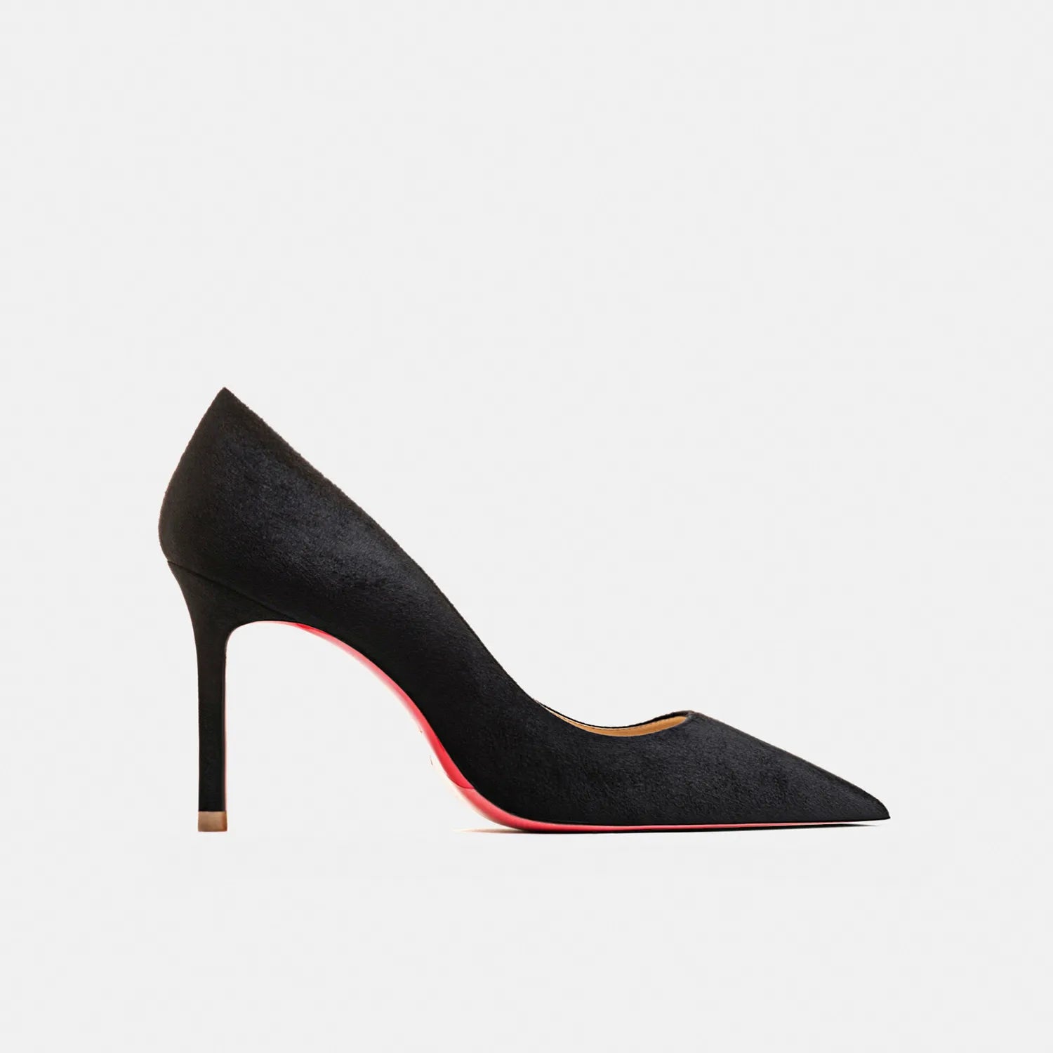 2022 Autumn New Women's High Heels Shoes Sexy Pointed Suede Red Shiny Bottom Pumps Fashionable Temperament Shallow Wedding Shoes