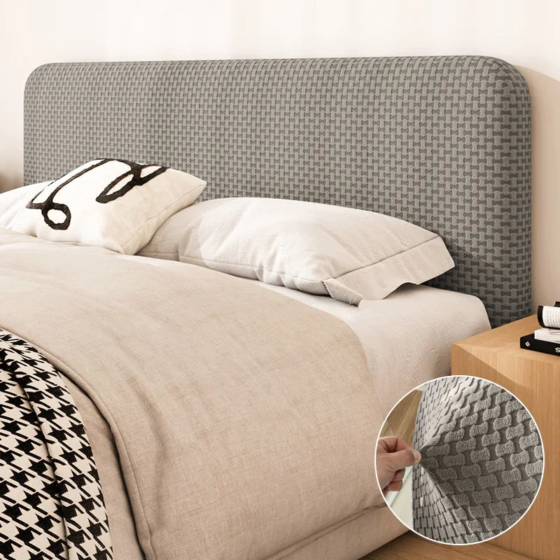 All-inclusive Jacquard Bed Headboard Cover Solid Color Elastic Bed Head Slipcover Solid Color Bed Backrest Cover Bedroom 2024
