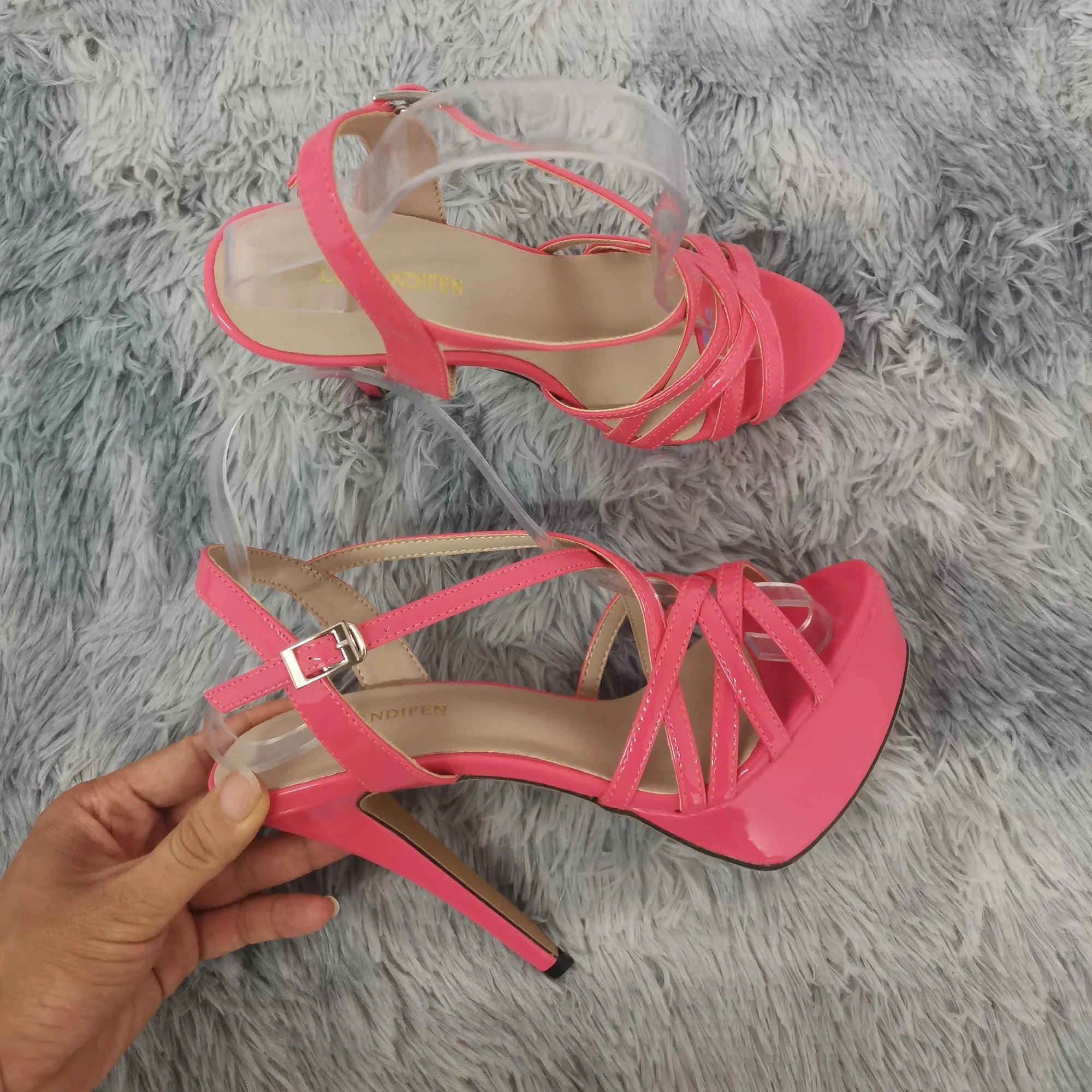 LOSLANDIFEN 2026 NEW 14CM Open Toe Platform High Heels Snake Pattern Sandals Sexy Ankle Strap Gladiator Party Dress Women Shoes