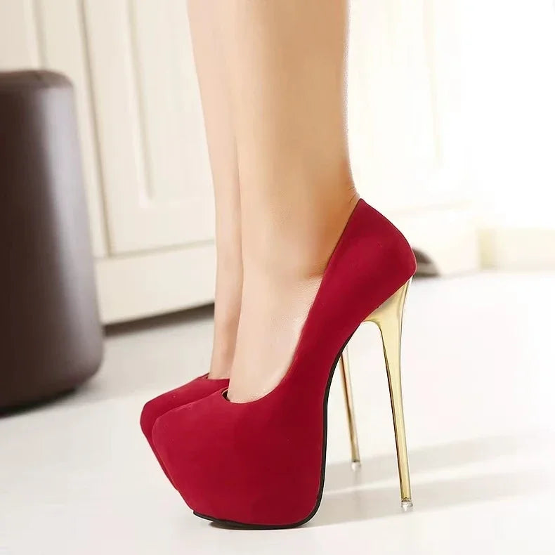 Women High Heels Pumps Fashion Flock Womens Sandals Platform Wedding Pumps Casual Thin Heels Womens Shoes Heels