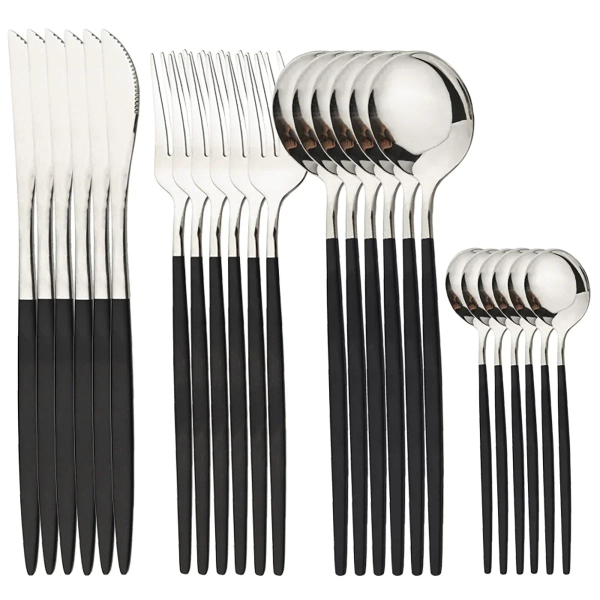 24Pcs Gold Tableware Sets Stainless Steel Cutlery Knife Tea Fork Coffee Spoon Flatware Dishwasher Safe Dinner Kitchen Dinnerware