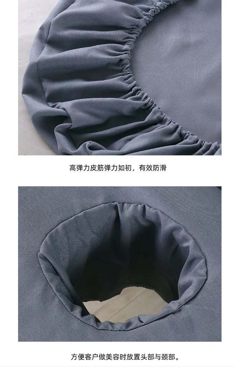 Beauty Salon High Elastic Solid Bed Cover Massage SPA Treatment Elastic Full Cover Rubber Band Fitted Bed Sheet with Hole