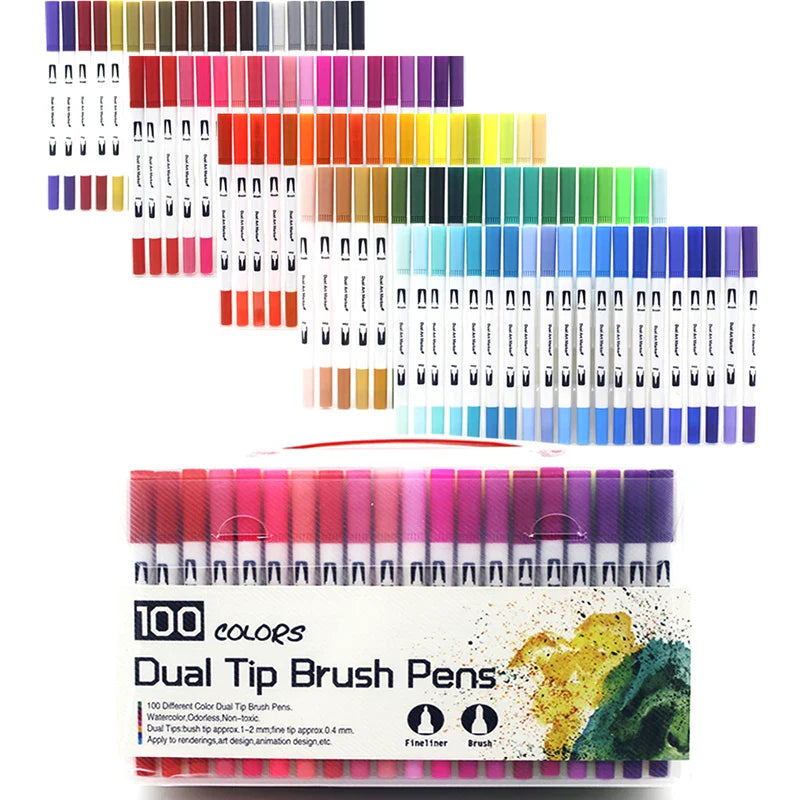 12/24/36 120 Colors Double Ends Manga Art Brush Pen Set Pencil Watercolor Art Markers Fineliner Calligraphy Pens Art Supplies