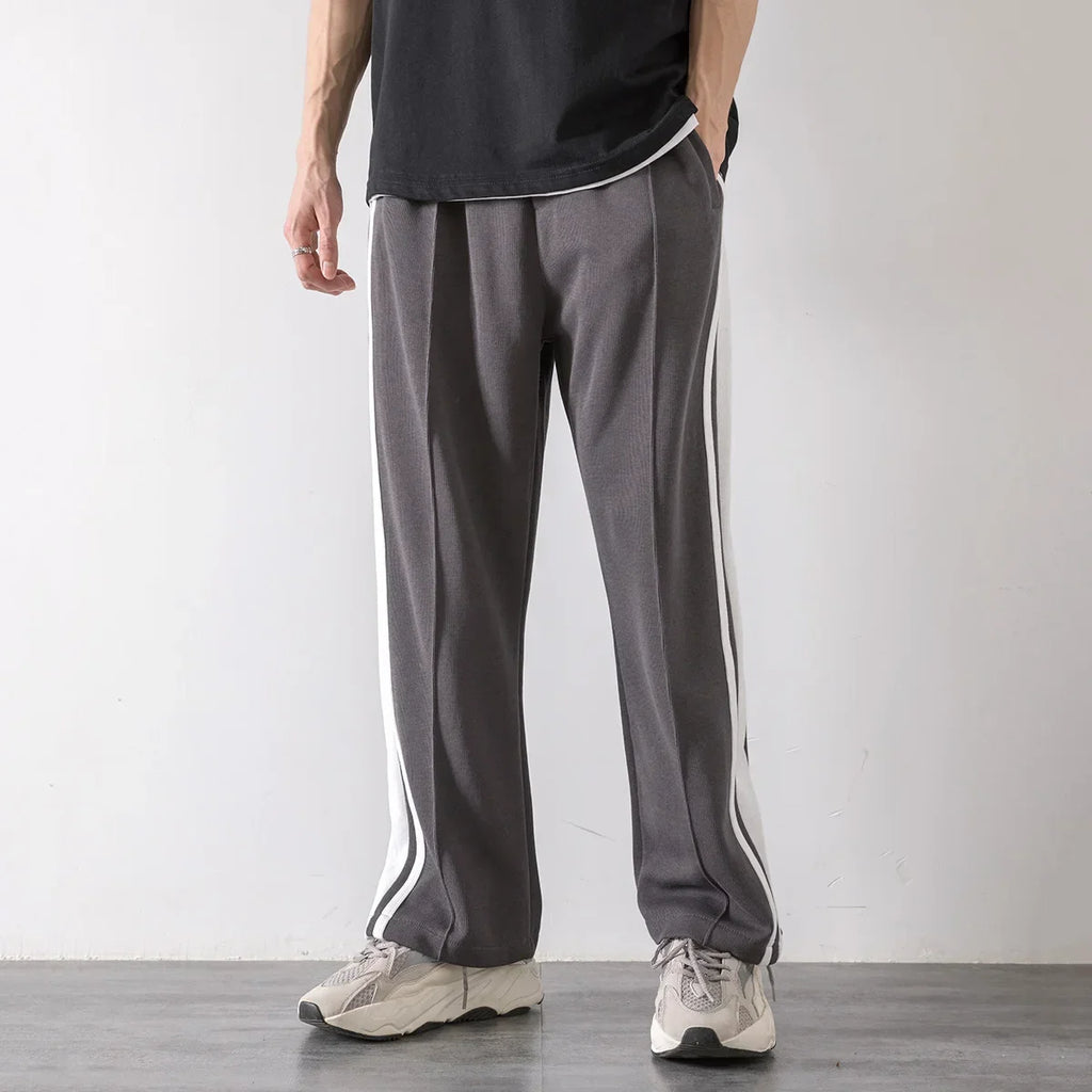 Korean Clothes Joggers Basketball Pants Punk Mens Clothing Loose Stripe Drop Straight Trend Casual Trousers Stacked Sweatpants
