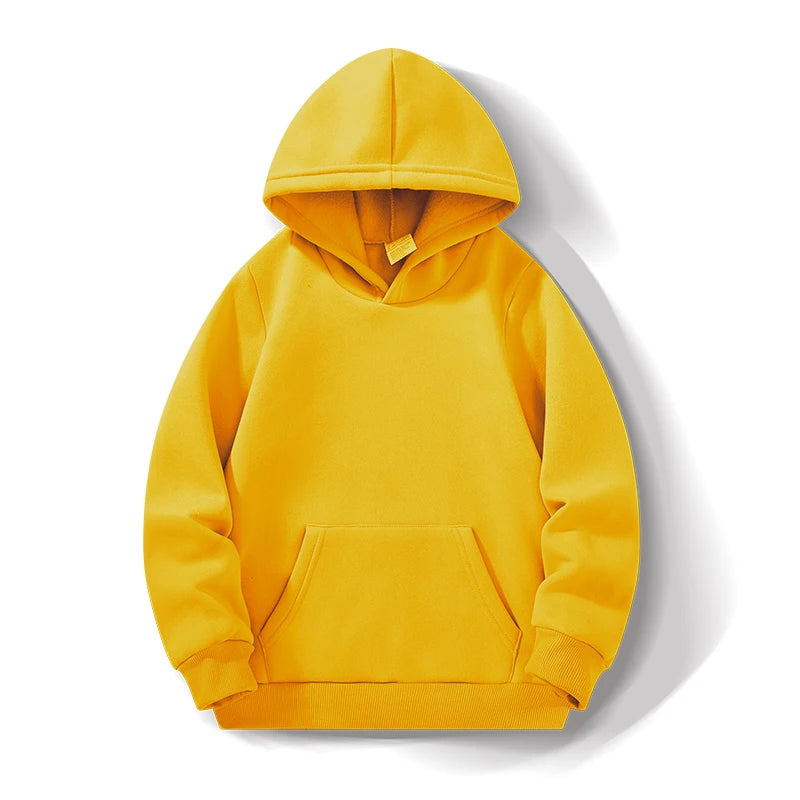 Boys' & Girls' Solid Color Hooded Sweatshirts - Warm, Comfortable, Fleece-Lined, Versatile Basic Style, Perfect as Gifts