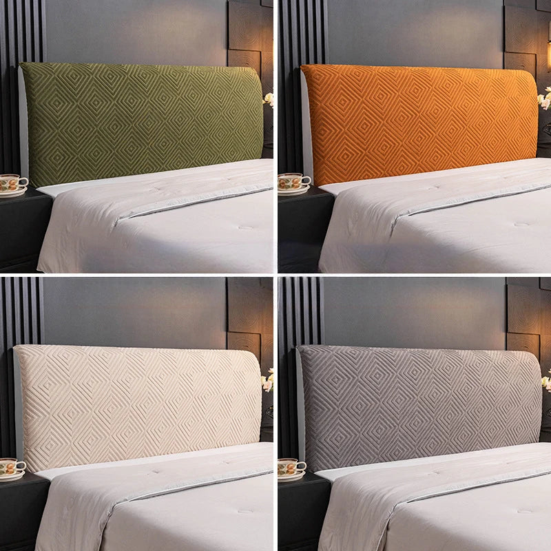 Stretch Bed Headboard Cover  Soft Velvet Bed Head Slipcovers All-inclusive Solid Color Bedside Backrest Dust Protector Coversr