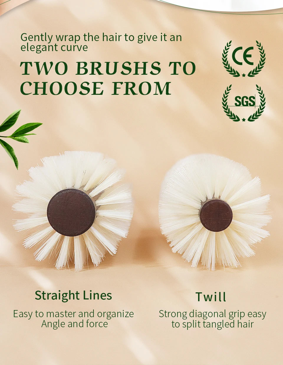 Personalized Boar Bristles Hair Brush Cork handle Round Barrel Hair Comb For Curling  Anti Static Roller HairBrush Wood Combs