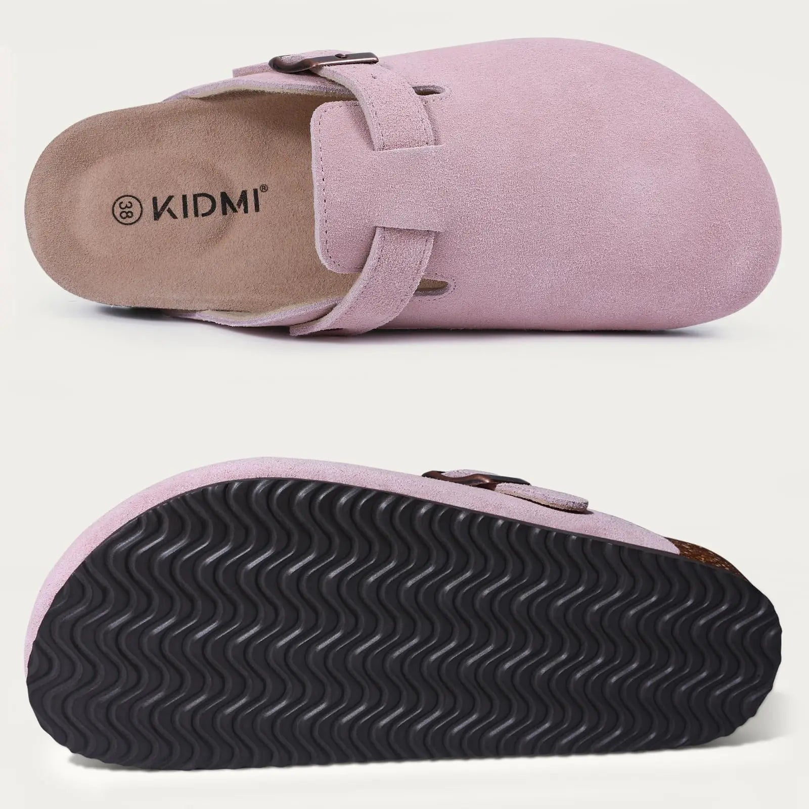 KIDMI Suede Clogs for Women Men Mules Cork Footbed Sandals With Arch Support Fashion Nonslip Outdoor Beach Slippers Home Shoes