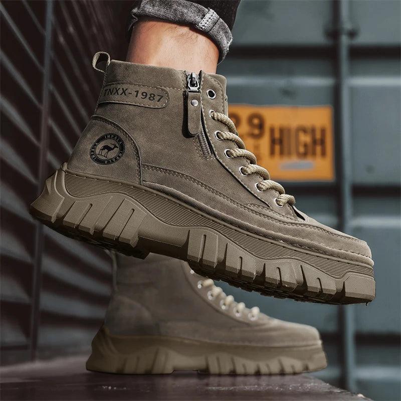 High-top boots, British workwear motorcycle shoes, versatile casual shoes, trendy outdoor shoes