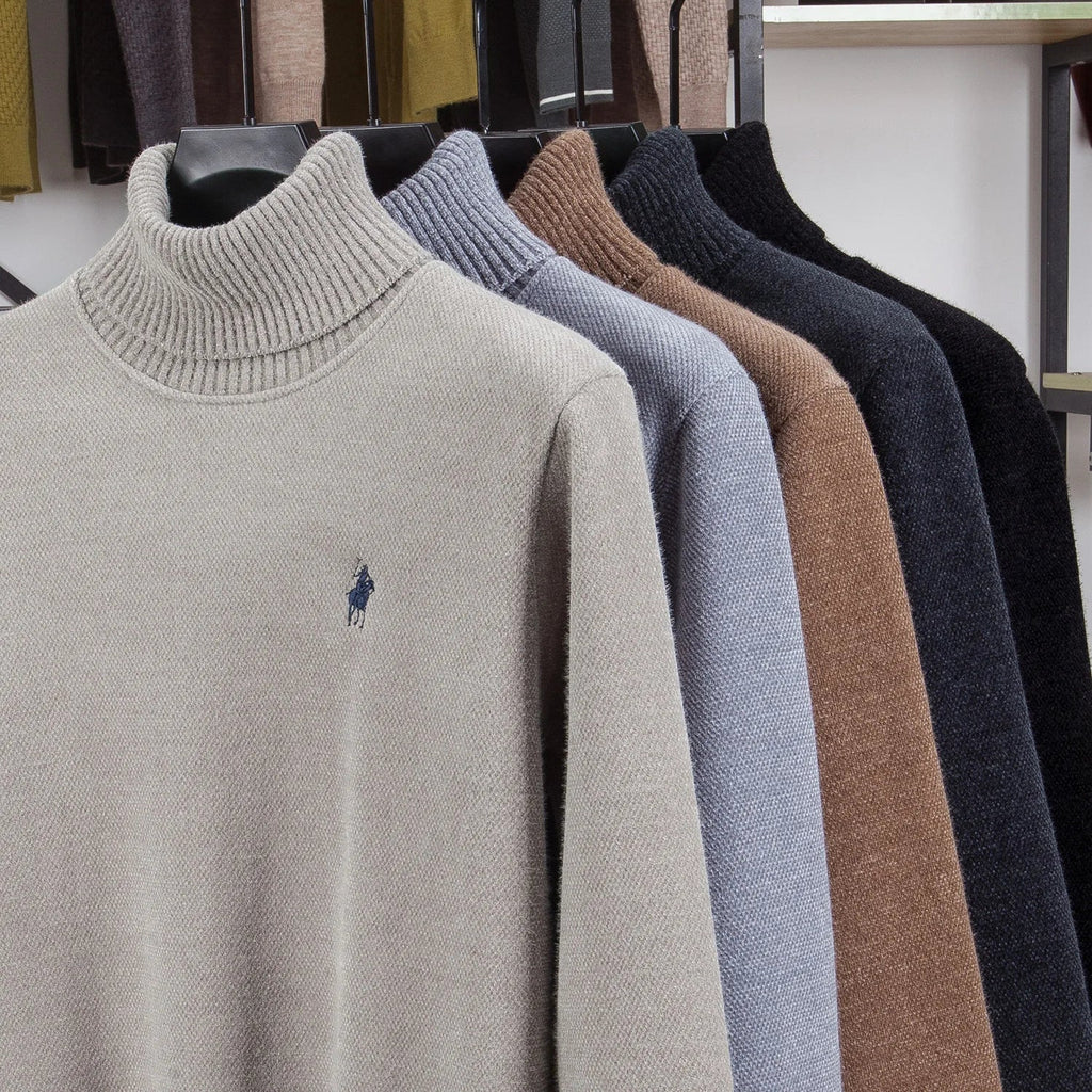 Designer Luxury Brand Men's Knit Pullover Pony Embroidered Sweater Winter British Business Fashion Trend Plush Thicken Menswear