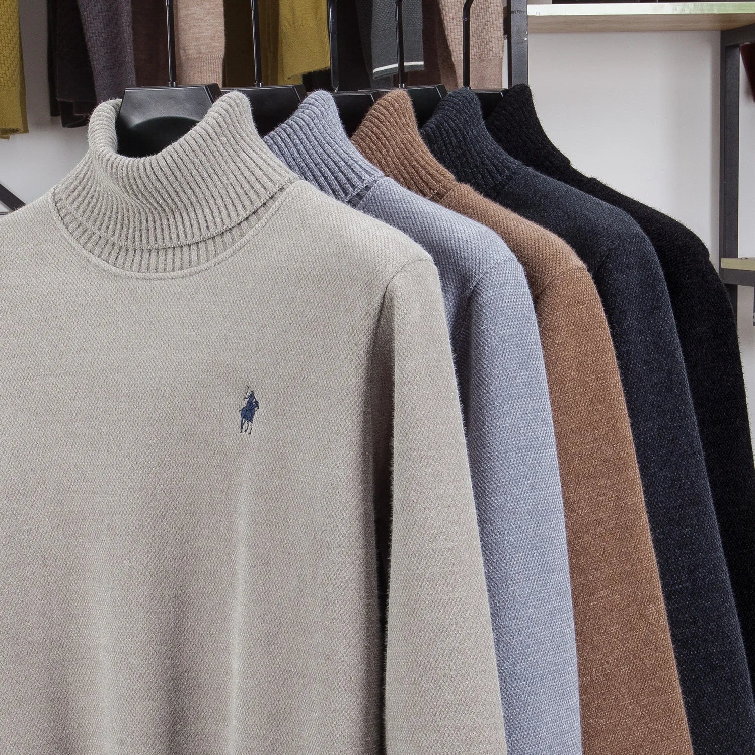 Designer Luxury Brand Men's Knit Pullover Pony Embroidered Sweater Winter British Business Fashion Trend Plush Thicken Menswear