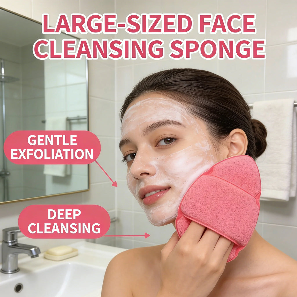1 piece of finger-cuff style large facial cleansing sponge. Soft, skin-friendly, deep cleansing. Gentle removal of facial oils.