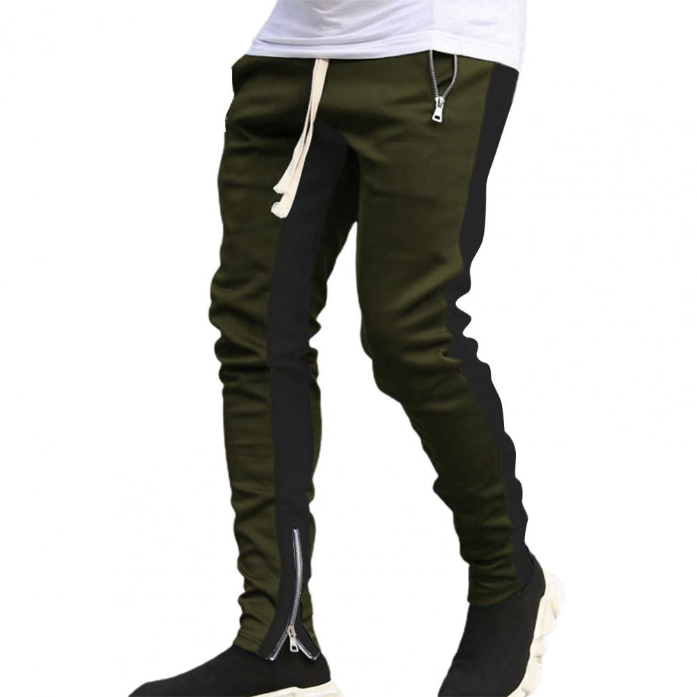 Men Sweatpants Drawstring Side Zipper Joggers Pants Skinny Male Trousers Gyms Tracksuits Hip Hop Sportswear Jogging Sport Pants