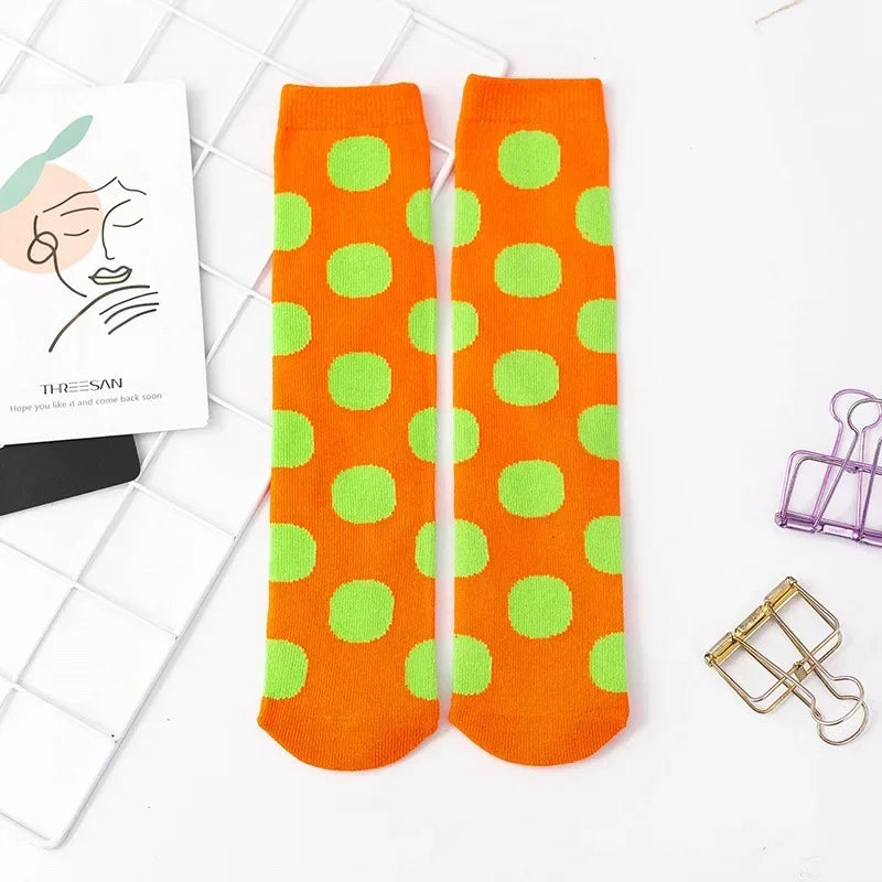 Girl Long Knee Socks New 1-12 Y Child Socks Autumn Winter Color Matching Dot Children's Pile Student Kids Boys Girls Tube Sock