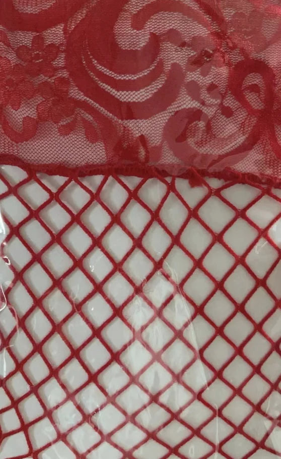 Red Erotic Stockings Plus Size Non-slip Silicone Fishnet Socks Stay Up Retro Lace Legging Women's Thigh High Stocking sex medias