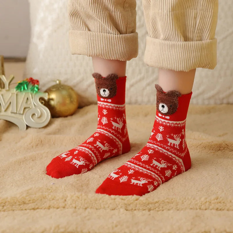 New Year Cartoon Christmas Socks Funny Elk Snowman Santa Claus Candy Bar Socks Woman Socks Socks Kids Christmas Gift Socks