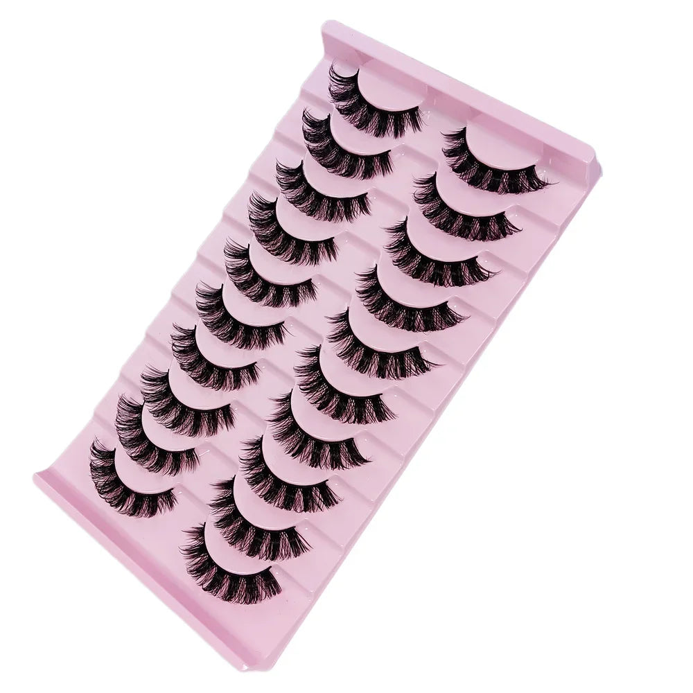 NEW 10 Pairs DD Curl Russian Strip Lashes Fluffy Volume False Eyelashes DD Curl Dramatic Messy Faux Mink Fake Lashes Make Up