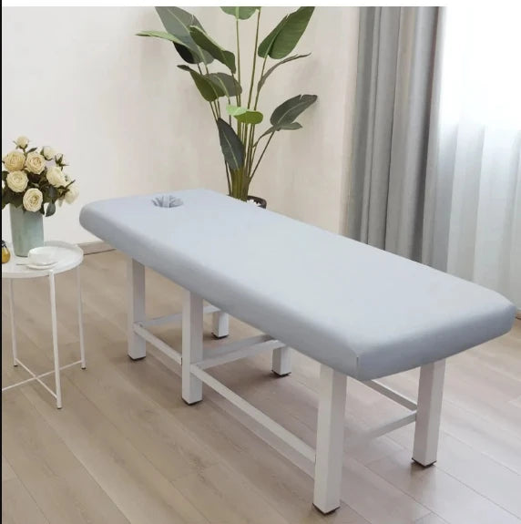Beauty Salon High Elastic Solid Bed Cover Massage SPA Treatment Elastic Full Cover Rubber Band Fitted Bed Sheet with Hole