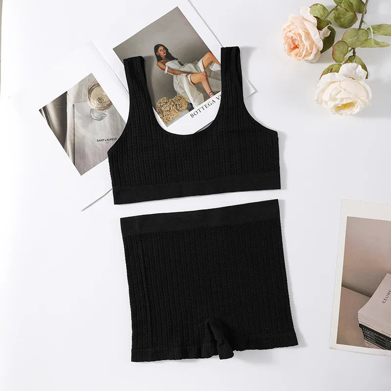 Women Seamless Bra Set Sports Low Rise Shorts Nonwire Tops Sexy Lingerie Set Female Comfort Underwear Set