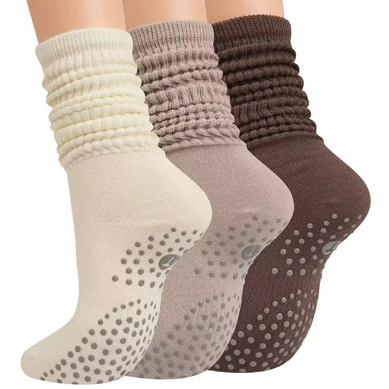Yoga Socks Mid-Calf Pilates Socks Non-Slip Women's Sweat-Absorbent Non-Slip Dotted Floor Socks Versatile Sports Fitness Silicone Socks