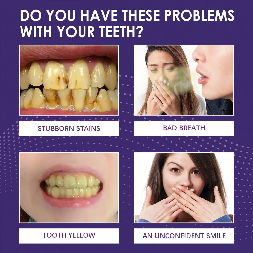 V34 Purple Teeth Whitening Toothpaste Remove Plaque Stains Cleaning Oral Hygiene Dental Bleach Tools Fresh Breath Beauty Health