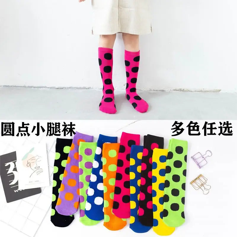 Girl Long Knee Socks New 1-12 Y Child Socks Autumn Winter Color Matching Dot Children's Pile Student Kids Boys Girls Tube Sock
