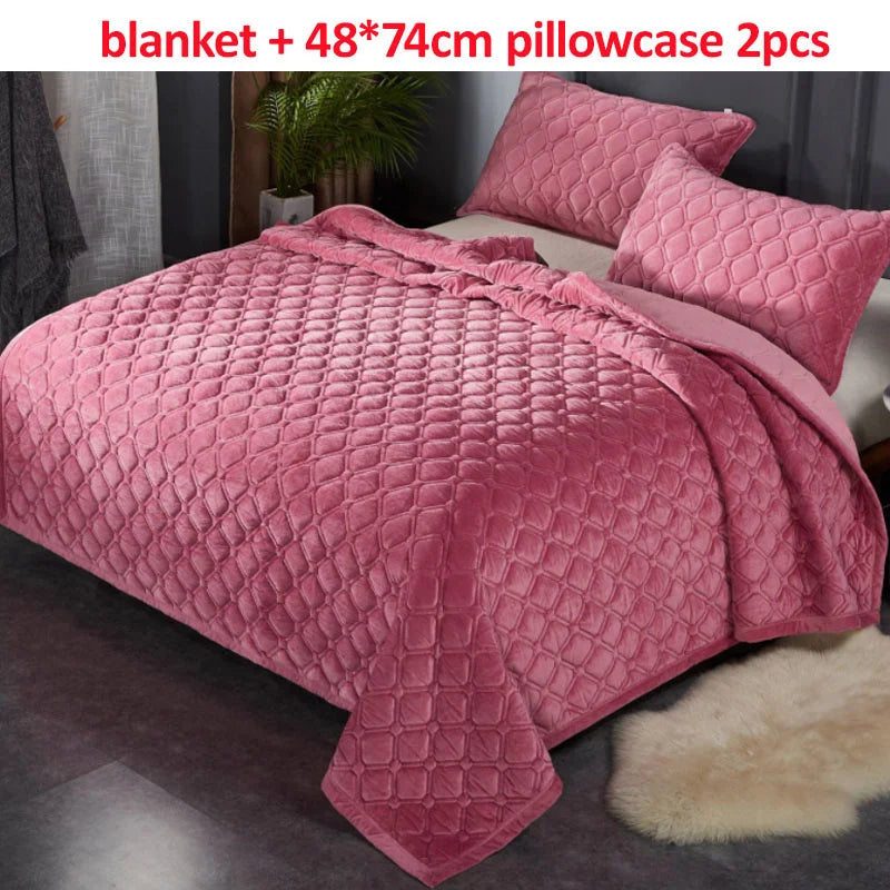 Winter Warm Blankets Quilt Plaid Bed Cover Quilted Bedspread Velvet Bedspread Cover For Beds