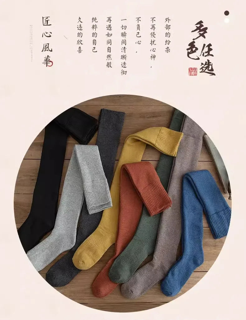 Winter Warm Long Socks Tube Thick High Tube Over Knee Knee-Length Hosiery Socks Terry Solid Color Women Thicken Calf Socking
