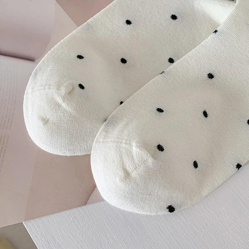 Socks For Women New Dots Cute Frilly Casual Fashion Long Socks Breathable Preppy Style Ladies Novelties Socks Cotton Soft Comfy
