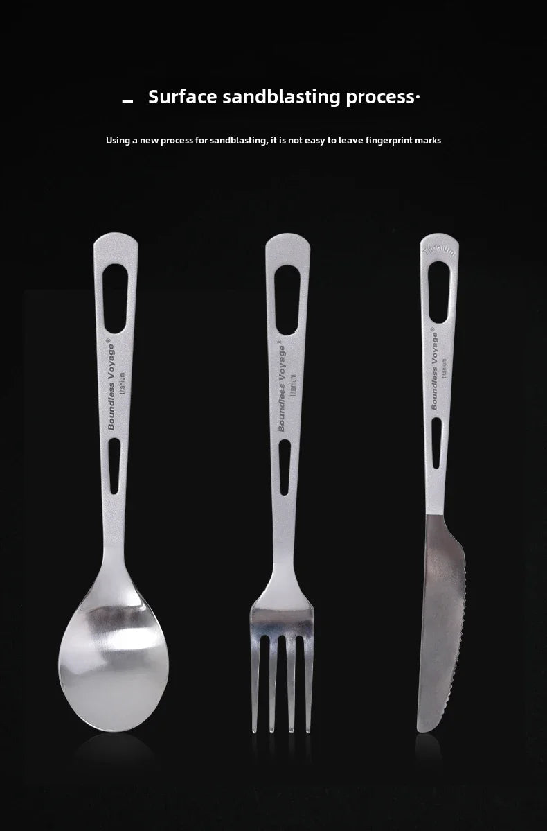 Biwei Pure Titanium Tableware Set Outdoor Soup Spoon Table Knife and Fork Spoon Table Spoon Portable Titanium Knife and Fork ...