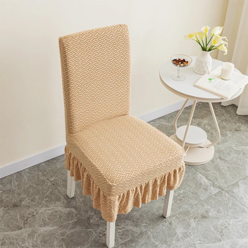 Skirt Dining Chair Cover Jacquard Elastic Soft Seat Cover Anti-dirty Stool Slipcover Suitable for Kit Pet Room Living Home Decor