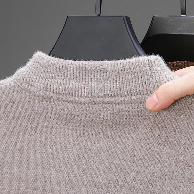 Designer Luxury Brand Men's Knit Pullover Pony Embroidered Sweater Winter British Business Fashion Trend Plush Thicken Menswear