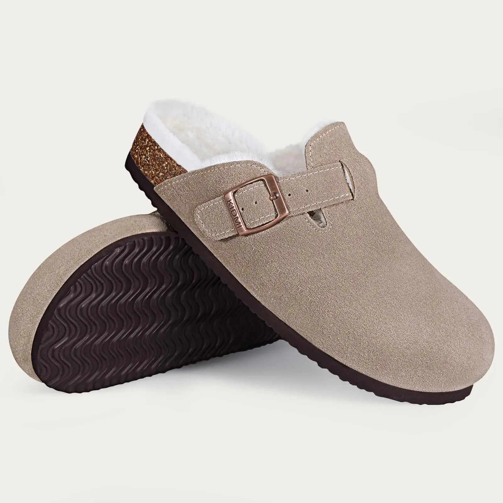 KIDMI Suede Clogs for Women Men Mules Cork Footbed Sandals With Arch Support Fashion Nonslip Outdoor Beach Slippers Home Shoes