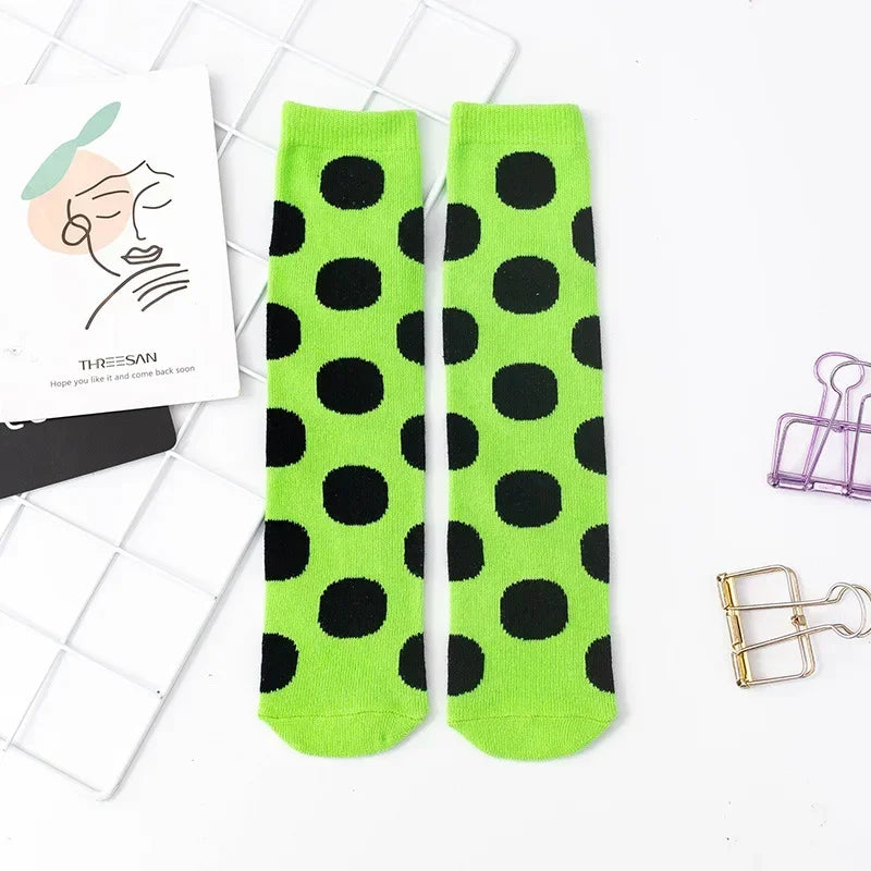 Girl Long Knee Socks New 1-12 Y Child Socks Autumn Winter Color Matching Dot Children's Pile Student Kids Boys Girls Tube Sock