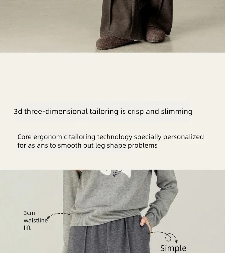 SENTUBILA Knit Sweat Pants for Women 2026 Autumn Winter Acetate Wool Silk Blend Trousers Casual Versatile Bottoms 154K80280