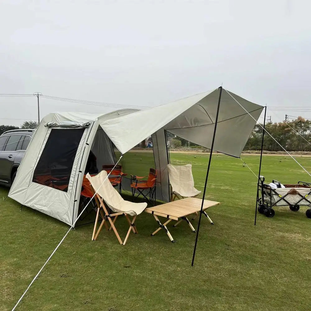 5-6 Person Car Truck Tent For Camping SUV MPV Car Rear Tent Waterproof Auto Tail Tent Awning Beach Sunshade For Self-driving