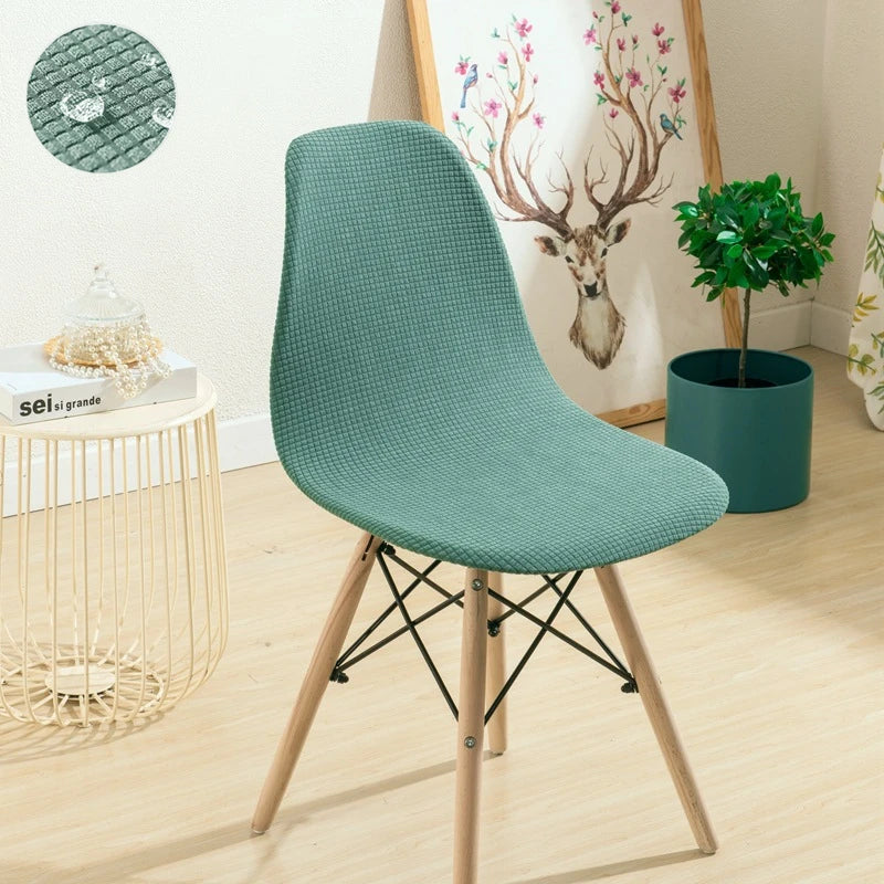 Jacquard Waterproof Shell Chair Cover Short Back Scandinavian Chair Covers Adjustable Dining Room Seat Covers for Bar Party