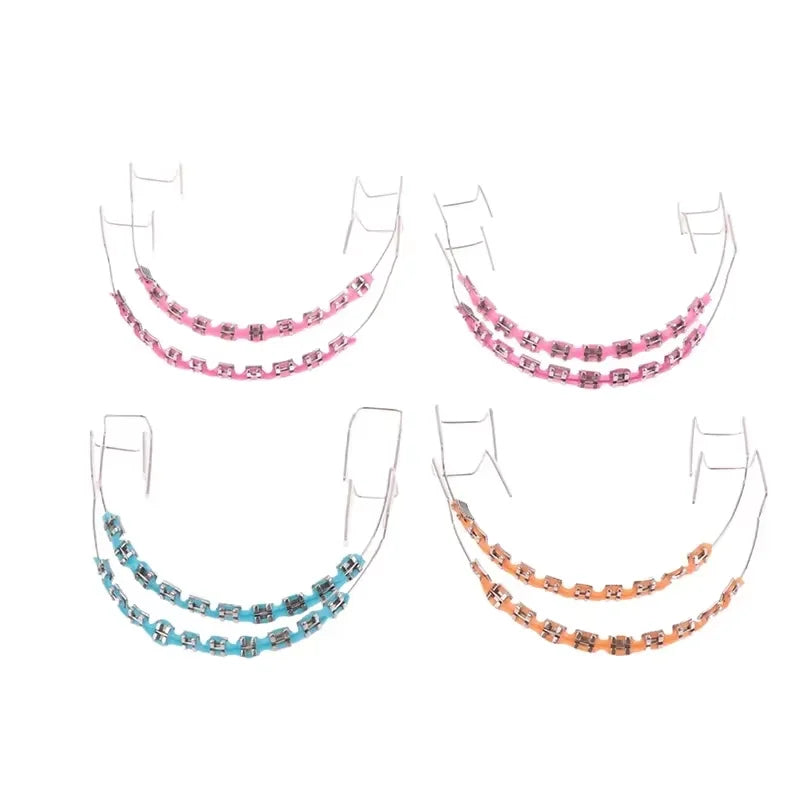 1pair Fashionable Tooth Decoration Set with Metal Chain - Upgraded Dental Model Kit for Upper/Lower Matching, Daily Party Wear