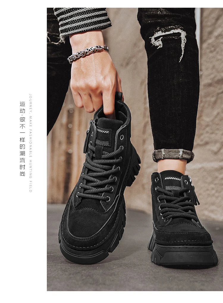 High-top boots, British workwear motorcycle shoes, versatile casual shoes, trendy outdoor shoes